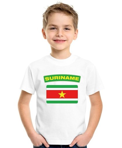 Suriname t-shirt met Surinaamse vlag wit kinderen XS (110-116)