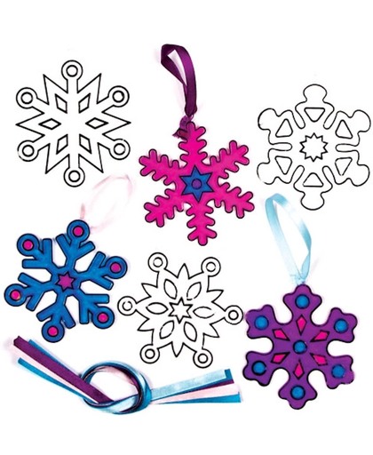Ontwerp je eigen sneeuwvlok zonlicht vangende decoraties - creatieve knutselpakket met hangdecoraties voor kinderen om in te kleuren en versieren voor Kerstmis/winter (set van 8)
