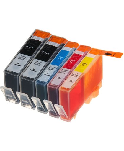 Huismerk HP 364 inktcartridges, set van 5 stuks. Zwart / Cyaan / Magenta / Geel /  Hoge Capaciteit