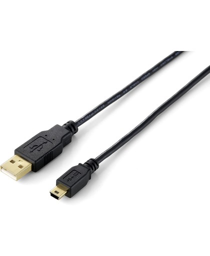 Equip USB A/mini-USB B 2.0 3.0m 3m USB A Mini-USB B Mannelijk Mannelijk Zwart USB-kabel