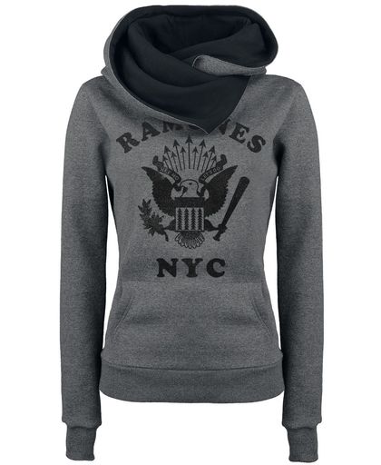 Ramones NYC Eagle Girls trui met capuchon grijs gemêleerd-zwart
