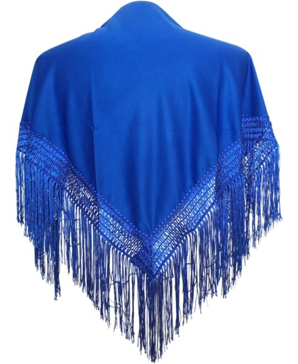 Spaanse manton - omslagdoek - voor kinderen - koningsblauw effen - bij Flamencojurk