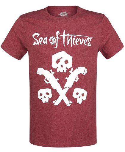 Sea Of Thieves Skulls And Guns T-shirt rood gemêleerd