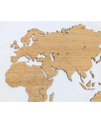 Houten wereldkaart Bamboe 216x108cm