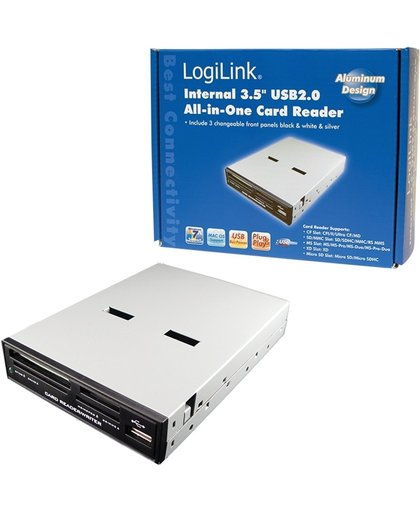 LogiLink Cardreader 3,5'' USB 2.0 internal 54-in-1 with USB Front USB 2.0 Wit geheugenkaartlezer