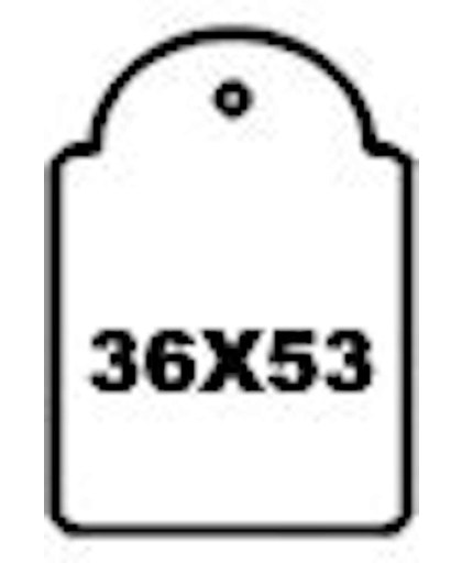 Witte labels met koordje 36 x 53 mm, nummer 392, 100 stuks