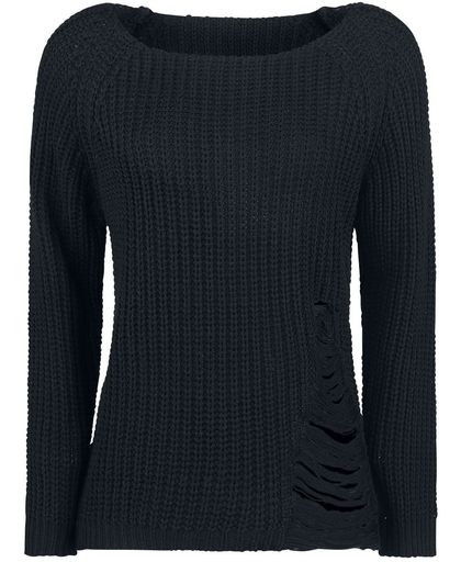 Forplay Destroyed Sweater Girls trui zwart