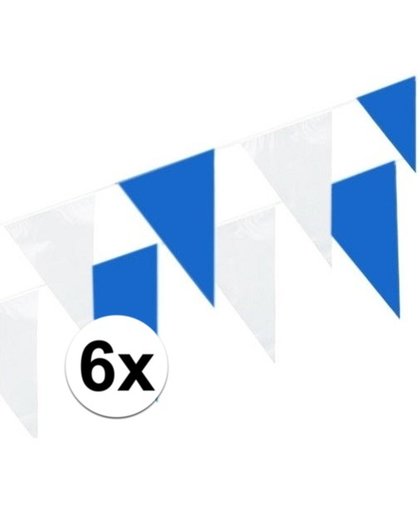 6x Vlaggenlijnen blauw/wit - 10 meter - slingers