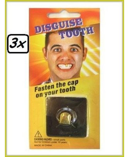 3x Gouden pimp overschuif tand