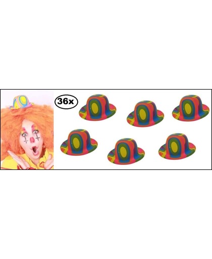 36x Plastic mini hoedjes fluor kleuren