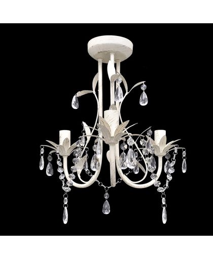 Kristallen kroonluchter met wit elegant design (3 lampen)