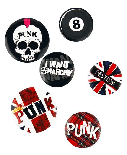 Punk Union Jack Button set meerkleurig