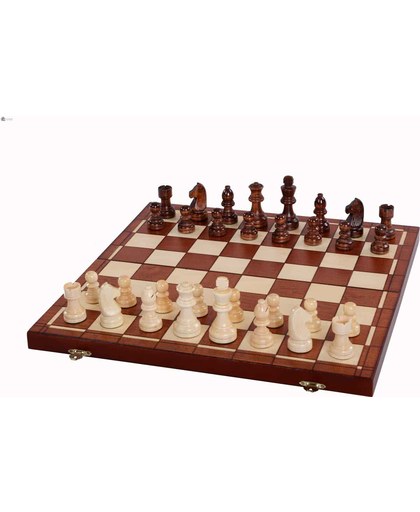 Luxe houten schaakbord Schaakspel Toernooi schaken SCHAKEN+DAMMEN+BACKGAMMON