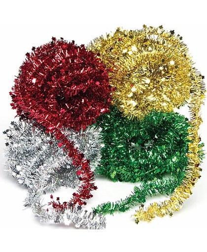 Kleine slingers van glinsterfolie voor Kerstmis - decoratie van de kerstboom - ideaal voor knutselwerkjes (4 stuks)