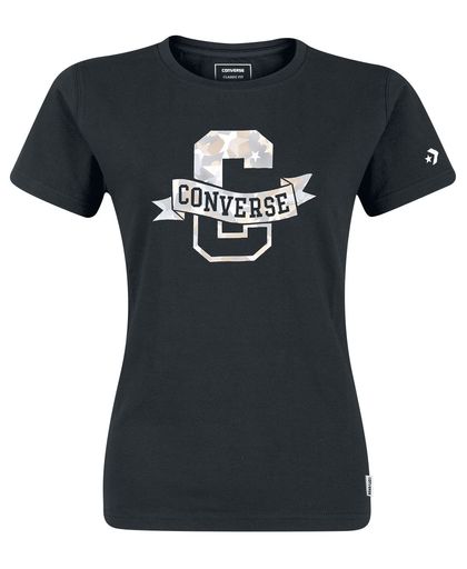 Converse Star Camo Fill Crew Tee Girls shirt zwart