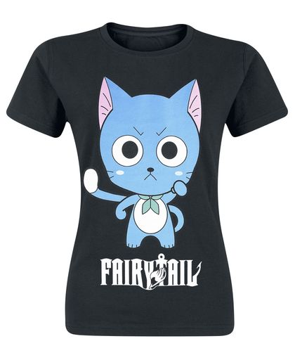 Fairy Tail Happy High Five Girls shirt zwart