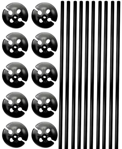 Zwarte Ballonstokjes met Houders - 10 stuks