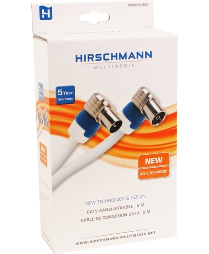 Hirschmann FEKAB 9 - RF-kabel - IEC-connector (V) - IEC-connector (M) - 5 m - coaxiaal - wit