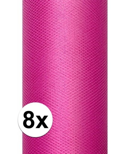 8x rollen tule stof roze 0,15 x 9 meter