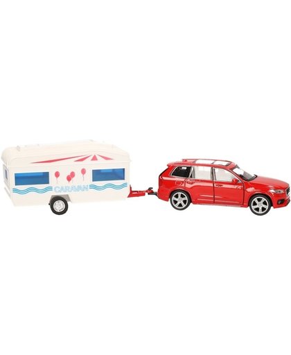 Volvo XC90 met caravan speelgoed modelauto 1:34