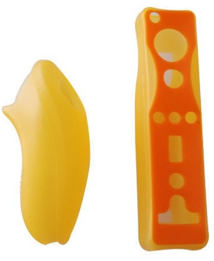 Oranje - Silicone hoesje voor Wii Afstandsbediening en Nunchuk (geen Afstandsbediening en Nunchuk in de prijs inbegrepen)