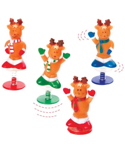 Springende rendieren - speelgoed/feestartikelen voor kinderen ideaal om cadeau te geven voor Kerstmis (4 stuks)