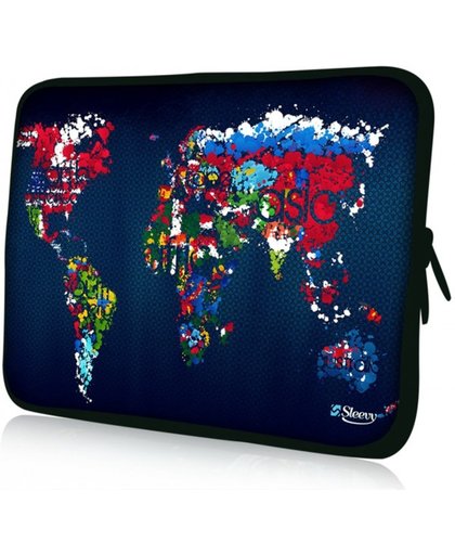 Sleevy 11,6  laptophoes artistieke wereldkaart