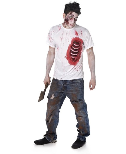 Zombie kostuum met uitstekende ribben  - Verkleedkleding - XL