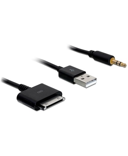 VHBW Apple 30-pins naar 3,5mm Jack + USB kabel - 1 meter