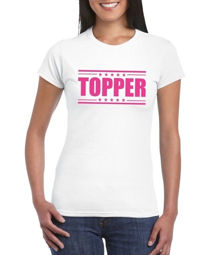 Topper t-shirt wit met roze bedrukking dames S