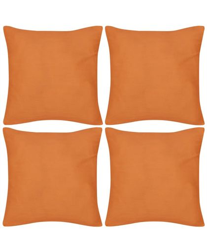 vidaXL 4 Orange Cushion Covers Cotton 50 x cm