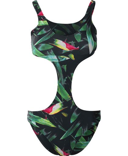 Urban Classics Ladies Tropical Swimsuit Badpak zwart-groen
