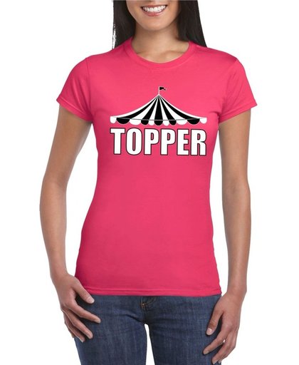 Toppers Pretty in Pink shirt Topper roze met witte letters voor dames - Toppers dresscode 2018 S