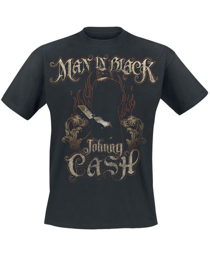 Cash, Johnny Man In Black Flames T-shirt zwart