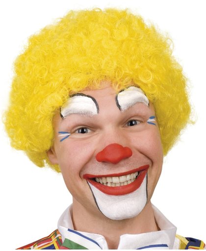 Pruik krullen clown geel