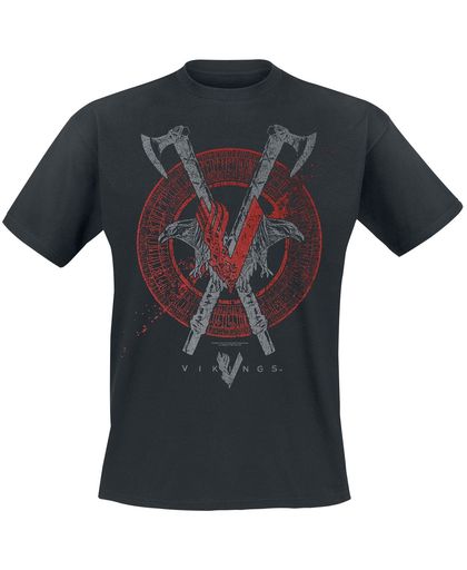 Vikings Axe & Raven T-shirt zwart