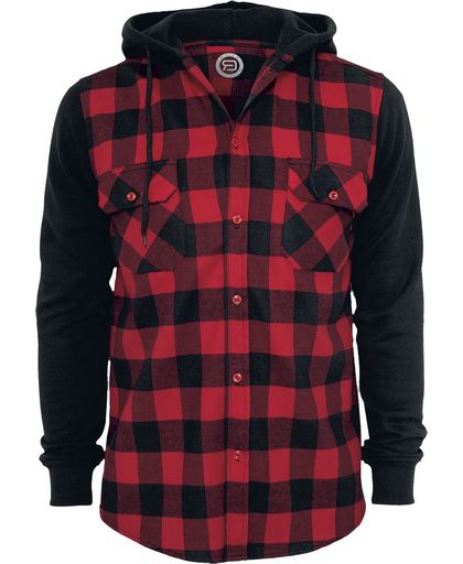 R.E.D. by EMP Hooded Checked Flannel Overhemd zwart-rood