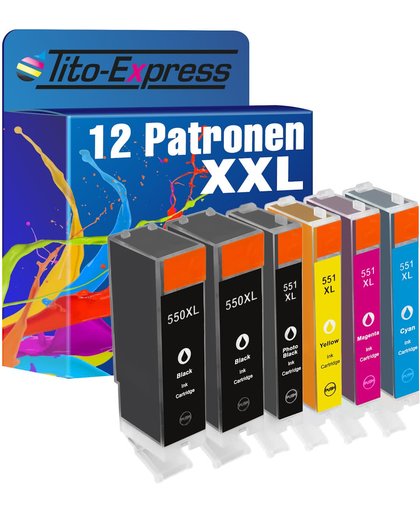 Tito-Express PlatinumSerie PlatinumSerie® Set 12x inktcartridge XXL voor Canon PGI-550XL & CLI-551XL Canon Pixma IP7250 MG5450 MG6350 MX725 MX925