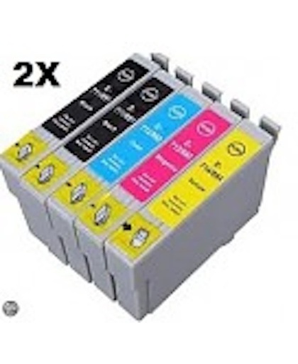 Compatible Epson T0715 Inktcartridges met chip 10 Pack, 4 Zwart, 2 Magenta, 2 Cyaan, 2 Geel