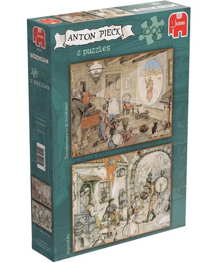 Jumbo Anton Pieck puzzel - 2 x 1000 stukjes - Koperen Ko / Toverlantaarn in de huiskamer