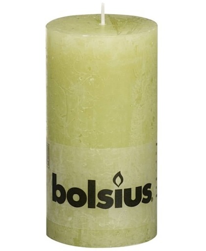Bolsius rustieke stompkaars 130/68 groen