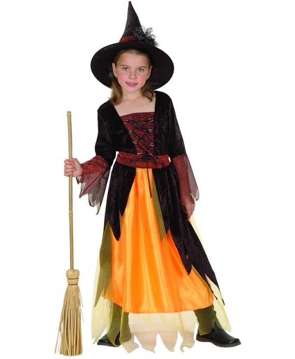 Halloween heks kostuum oranje voor meisjes - Verkleedkleding - 122/128