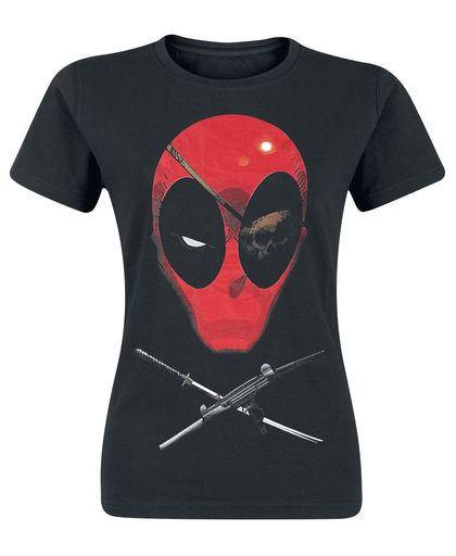 Deadpool Head Girls shirt zwart
