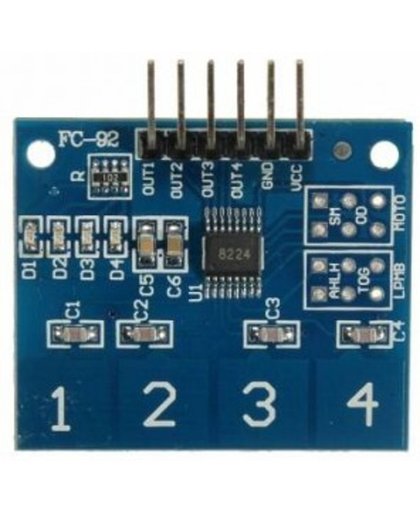 4 Kanaals Digitale Touch Switch Sensor TTP224 (Arduino Compatible)