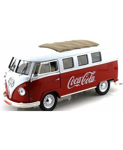 Volkswagen Samba Minibus 'Coca-Cola' 1962 1:18 Motor City Classics Rood / Wit 397471