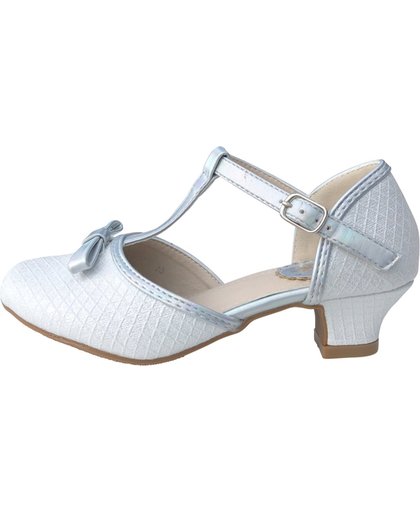 Spaanse Prinsessen schoenen met strikje zilver glamour - bruids schoenen - communie - maat 24 (binnenmaat 16 cm)