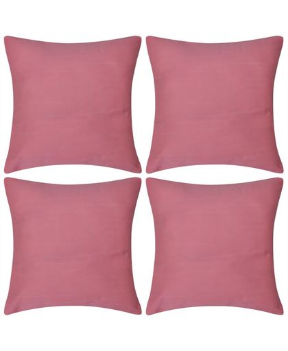 Kussenhoezen katoen 40 x 40 cm roze 4 stuks