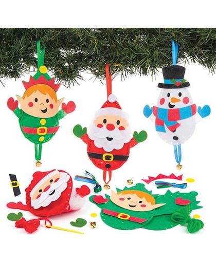 Naaisets met kerstdecoratie voor kinderen om zelf te maken - Creatieve kerstknutselset voor kinderen (3 stuks per verpakking)