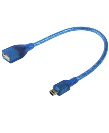 Mini 5-pin USB naar USB 2.0 vrouwtje OTG Type A Adapter Kabel, Lengte: 22cm (blauw)