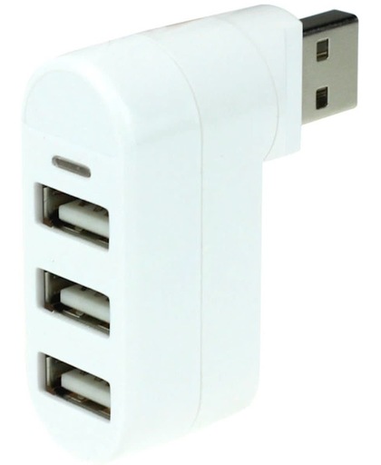 Draaibare 3 Poorts USB Hub / Switch / Splitter / Verdeler - Plug & Play - Wit